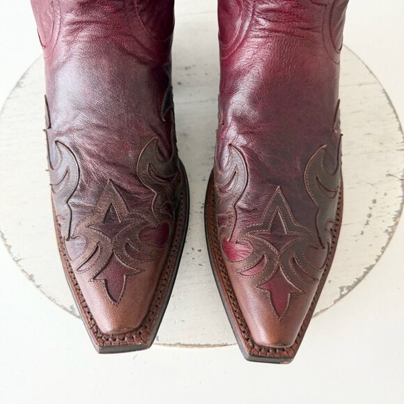 Rod Patrick Womens Cowboy Boots 7 Red Brown Western Cowgirl Mid Calf Pointed Toe - Picture 7 of 12